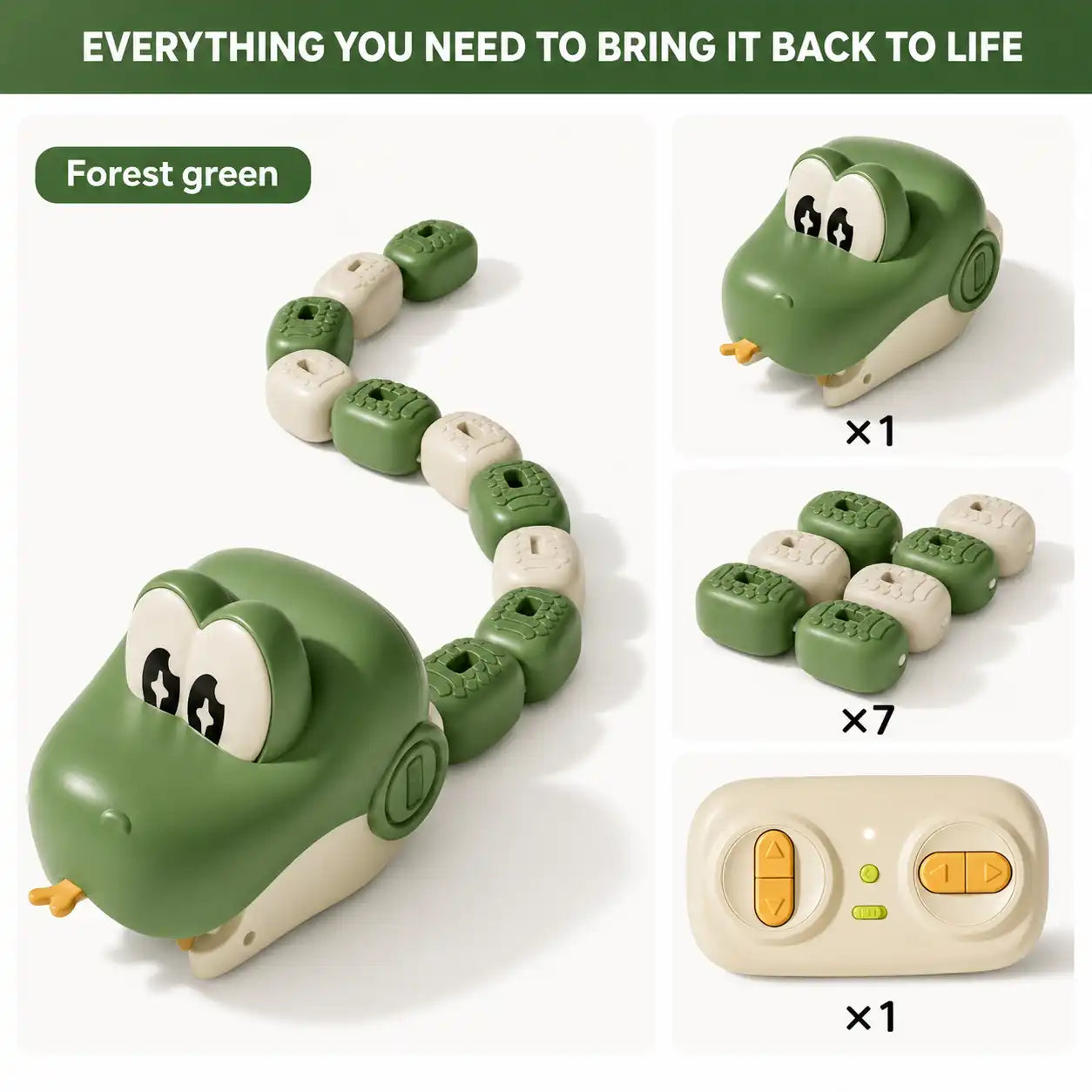 Remote control magnetic snake toy with modular blocks for kids