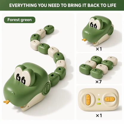 Remote control magnetic snake toy with modular blocks for kids